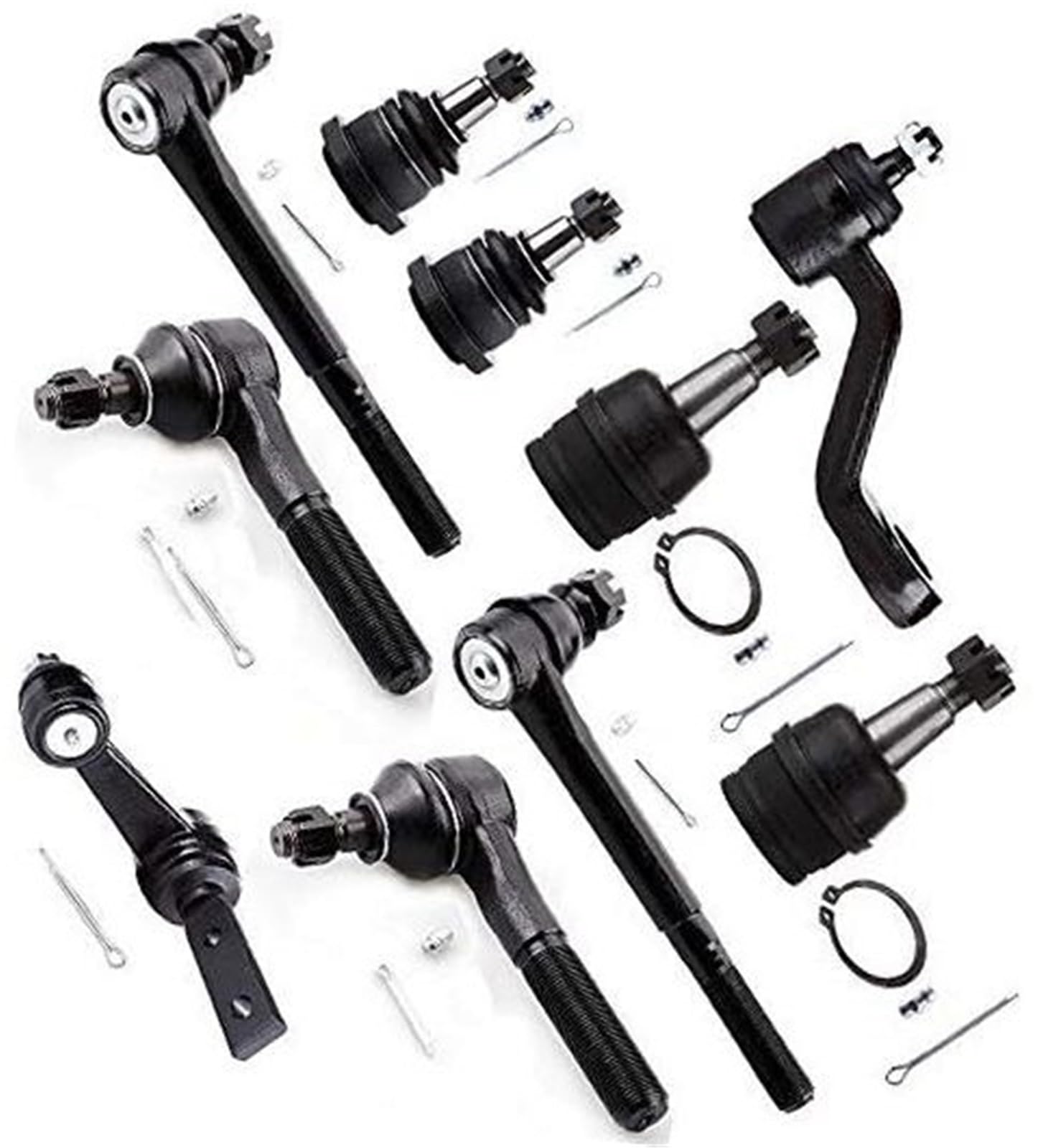 QASULER 10pcs 2WD RWD Front Suspension Kit Inner Outer Tie Rod End Upper Lower Ball Joints Pitman Arm Idler Arm, for 1997-1999, for Dodge,for Ram 1500 Kugelgelenk für die Aufhängung von QASULER