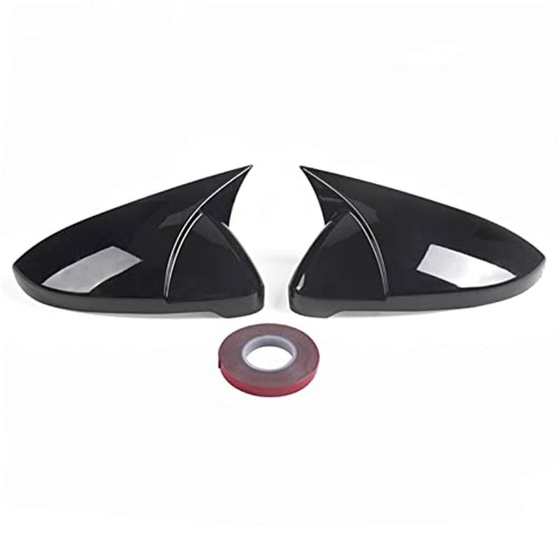 QASULER 2 Stück Hornform Seitenflügel Rückspiegelkappe Abdeckung, for Golf, MK7 MK7.5 GTI GTD R Base 2014-2019 Außenspiegel Ersatzteile Rückspiegelabdeckung(Glossy Black) von QASULER