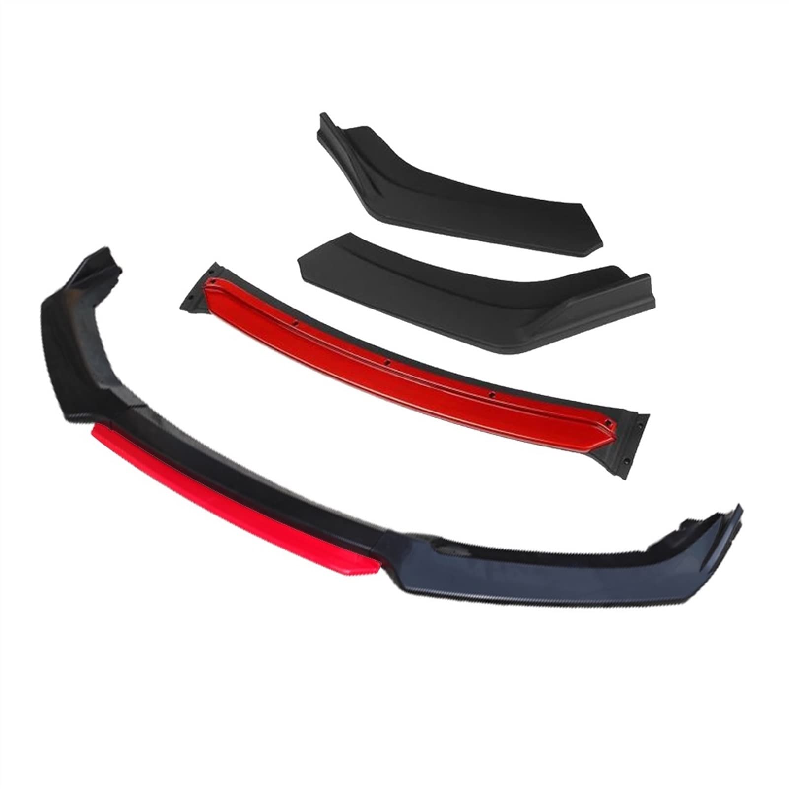 QASULER 3 Stück Auto Frontstoßstange Lippensplitter Diffusor Lip Body Kit Spoiler Stoßstangen, for Ford, for Focus, 2008-2018 Schwarz Frontstoßstangenlippe(4pcs+Red) von QASULER