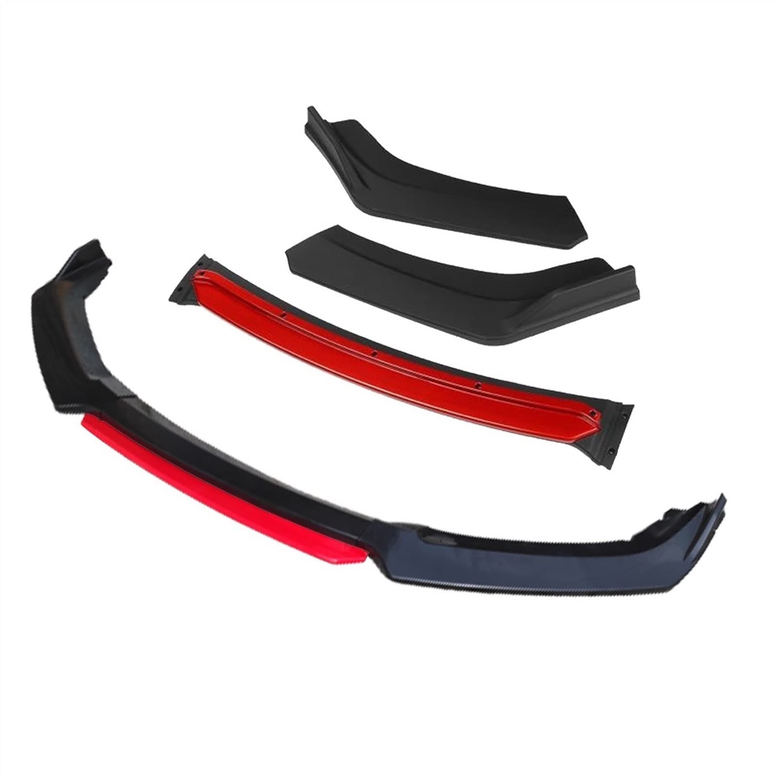 QASULER 3 Stück Auto Frontstoßstange Lippensplitter Diffusor Lippenkörper Kit Spoiler Stoßstangen, for VW, for Golf 7 7.5 2010–2019, Schwarz Abweiser für die vordere Stoßstange(4pcs+Red) von QASULER