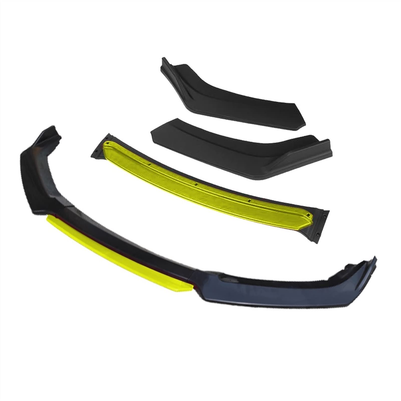 QASULER 3 Stück Auto-Frontstoßstangenlippe, glänzend, Splitter, Diffusor, Body-Kit, Spoiler, hell, for FIAT, Tipo Egea 2015–2020, Schwarz Frontstoßstangenlippe(4pcs+Yellow) von QASULER