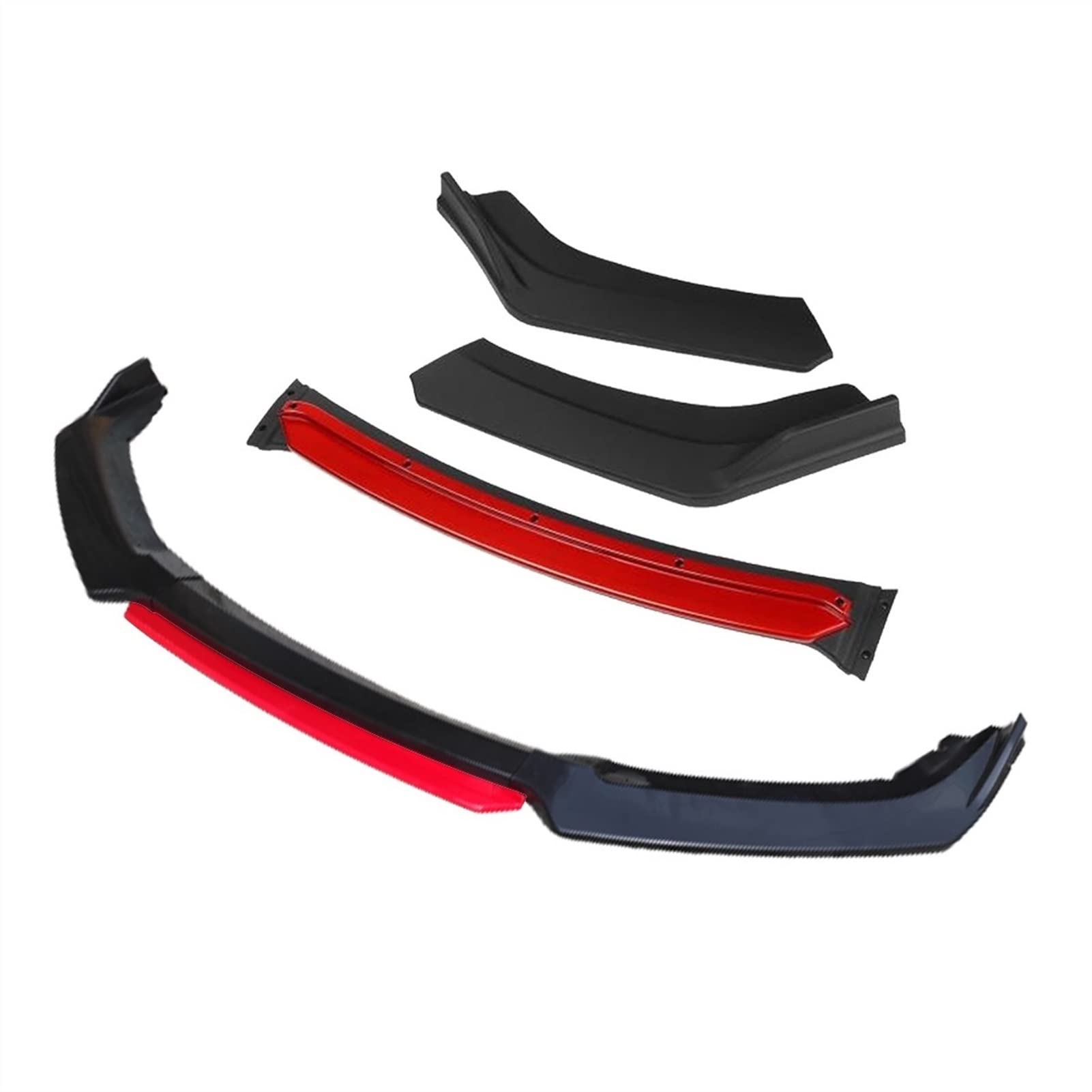 QASULER 3 Stück Autozubehör Frontstoßstange Lippensplitter Diffusor Lip Body Kit Spoiler Stoßstangen, for Renault, Megane 3 Schwarz Frontstoßstangenlippe(4pcs+Red) von QASULER