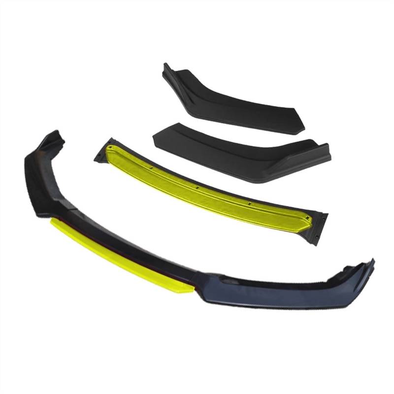 QASULER 3 Stück Zubehör Auto Frontstoßstange Lippendiffusor Body Kit Spoiler, for Opel, for Vauxhall, Astra K Schwarz Abweiser für die vordere Stoßstange(4pcs+Yellow) von QASULER