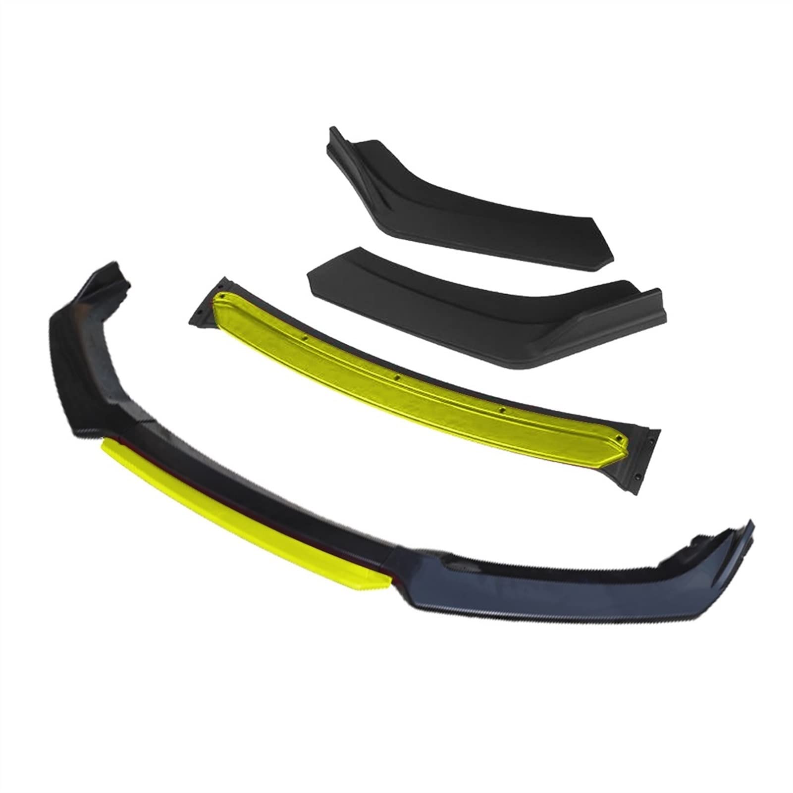 QASULER 3 Stück Zubehör Auto Frontstoßstange Lippendiffusor Body Kit Spoiler, for Opel, for Vauxhall, Astra K Schwarz Frontstoßstangenlippe(4pcs+Yellow) von QASULER