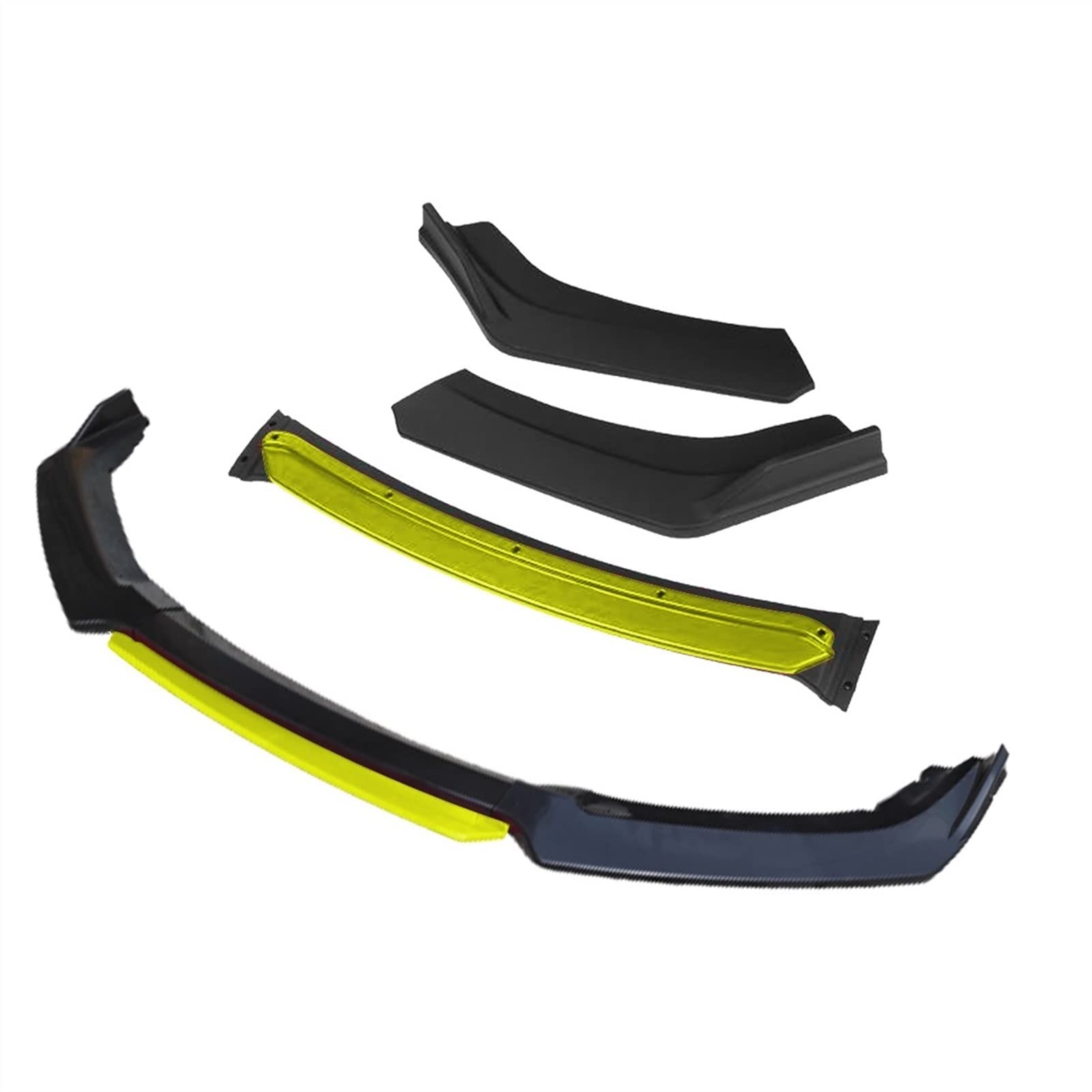 QASULER 3-teiliges Zubehör, Auto-Frontstoßstangen-Lippensplitter, Diffusor-Lippenkörper-Kit, Spoiler-Stoßstangen, for Toyota, for Corolla, 2015 2016 2017, Schwarz Frontstoßstangenlippe(4pcs+Yellow) von QASULER