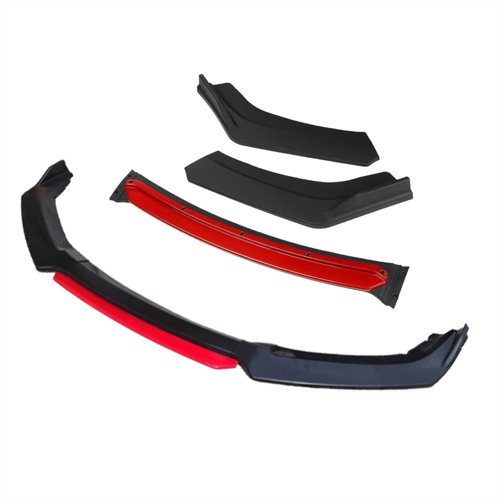 QASULER 3-teiliges Zubehör for Auto-Frontstoßstange, Lippendiffusor, Body-Kit, Spoiler, for Renault, Fluence, Schwarz Abweiser für die vordere Stoßstange(4pcs+Red) von QASULER