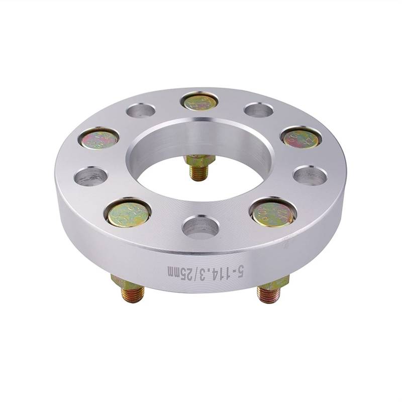 QASULER 4-teiliges Set 25 mm Aluminium-Auto-Rad-Distanzstück-Adapter Hubcentric-Rad-Distanzstücke 5 Ösen CB 73 mm M12 x 1,5 Dicker PCD 5 x 114,3 Distanzstück-Set für Räder von QASULER