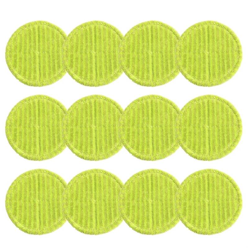 QASULER 6/12 stücke Runde Verpackung Grün Wischen Tuch 16 cm Elektrische Mopp Staubsauger Trockenen Und Nassen Nutzung Mopp Tücher Pad Boden Reinigung Saugroboter-Wischpad(12pcs) von QASULER