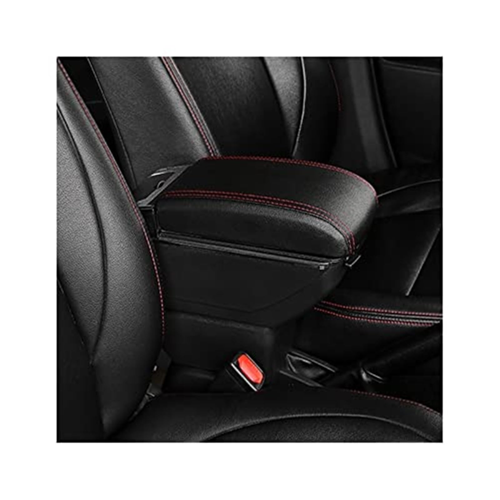 QASULER Armlehnenbox, for Ford, for Ecosport, 2018–2021, Mittelkonsolen-Aufbewahrungsbox, Getränkehalter, einziehbares PU-Leder, USB-Aufladung Auto-Mittelkonsolenabdeckung(Black B2 No USB) von QASULER