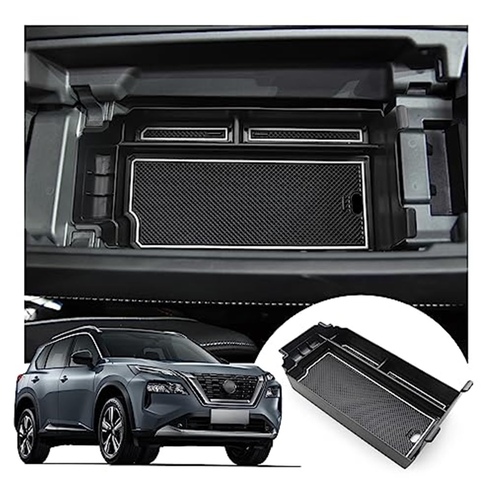 QASULER Aufbewahrungsbox-Organizer for die Mittelkonsole, for Nissan, X-TRAIL T33 2022 2023 2024, for X-TRAIL T33 Zubehör Armlehnenablage unten Mittelarmlehne Handschuhfach Armlehnen-Aufbewahrungsbox( von QASULER