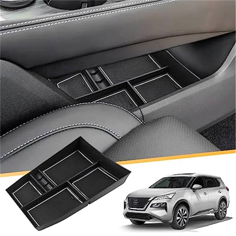 QASULER Aufbewahrungsbox-Organizer for die Mittelkonsole, for Nissan, X-TRAIL T33 2022 2023 2024, for X-TRAIL T33 Zubehör Armlehnenablage unten Mittelarmlehne Handschuhfach Armlehnen-Aufbewahrungsbox( von QASULER