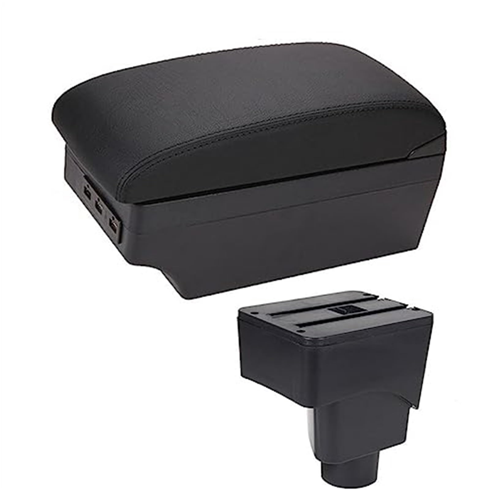 QASULER Auto-Armlehnenbox, Auto-Armlehnen-Mittelkonsolen-Aufbewahrung, USB-Autozubehör, for Ford, for Ecosport, 2013–2017 Auto-Mittelkonsolenabdeckung(Black E1 Black Line) von QASULER