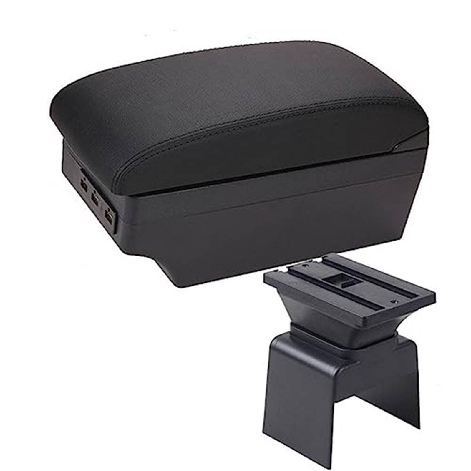 QASULER Auto-Armlehnenbox, Mittelkonsole, Aufbewahrungsbox, Auto-Styling, mit Getränkehalter, USB-Zubehör, for Peugeot, 307 Auto-Mittelkonsolenabdeckung(Black E1 Black Line) von QASULER