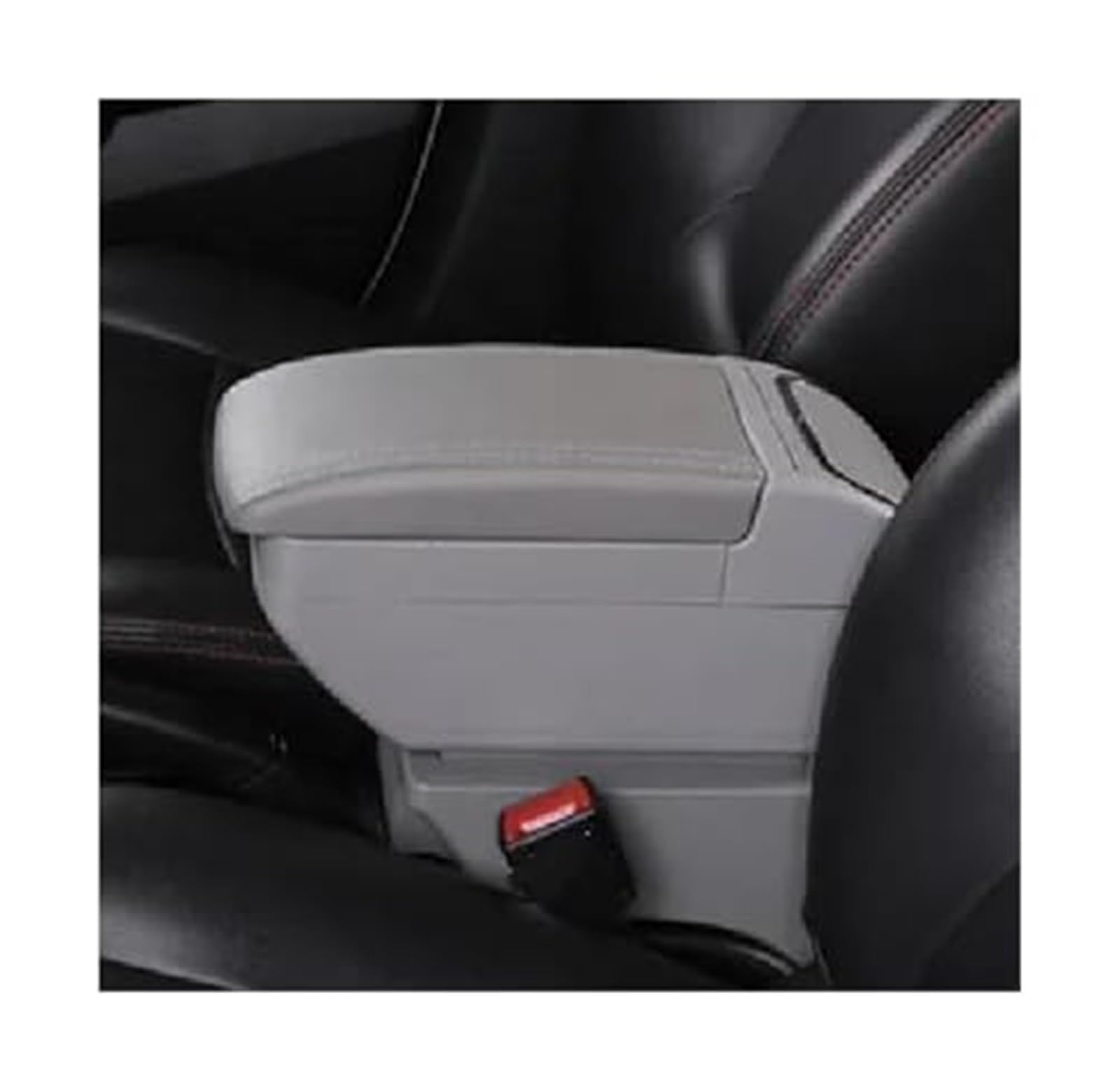 QASULER Auto Armlehnenbox Mittelkonsole Aufbewahrungsbox Zubehör mit USB, for VW, for Vento, for Polo, V 2009-2020 Autozubehör Auto-Mittelkonsolenabdeckung(Black F Gray No USB) von QASULER