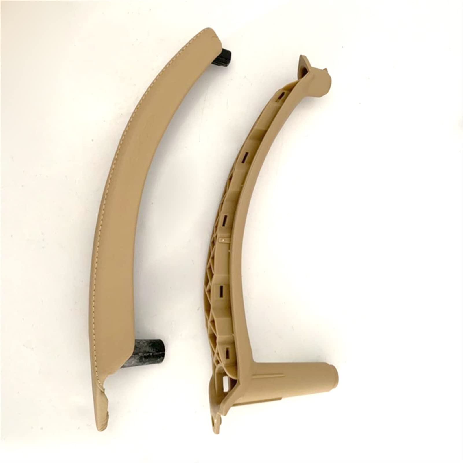 QASULER Auto Links rechts Innentür Armlehne Griff Innenverkleidung Pull Trim Cover Leder, for, for E70 E71 X5 X6, Beige Schwarz Innentürgriff für Fahrzeuge(A Set of beige Left) von QASULER