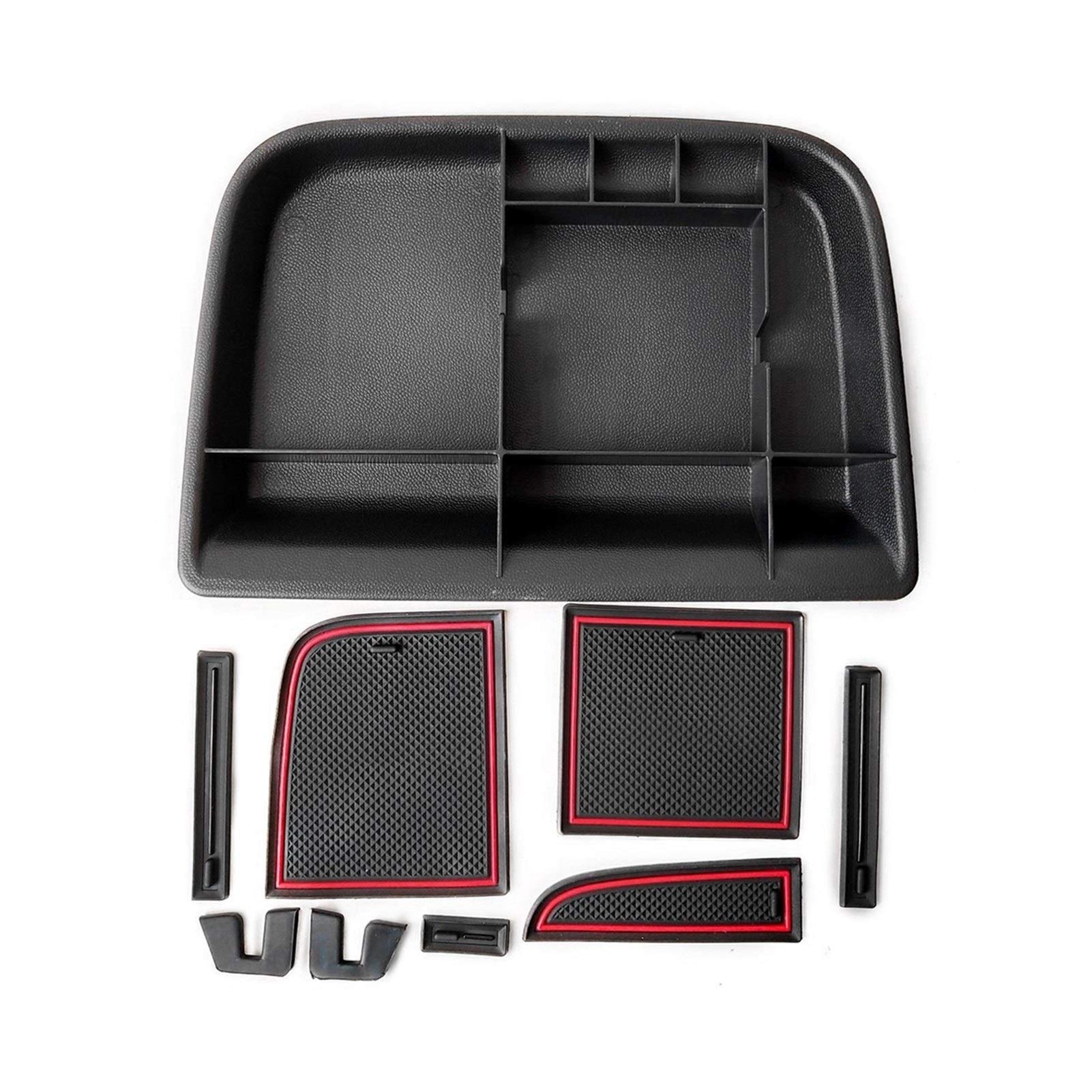 QASULER Auto-Styling-Armaturenbrett-Aufbewahrungsbox, Organizer-Koffer, Innenraum, for VW, for Tiguan, 2007-2017 Zubehör Autokonsolen-Organizer(Black with Logo) von QASULER