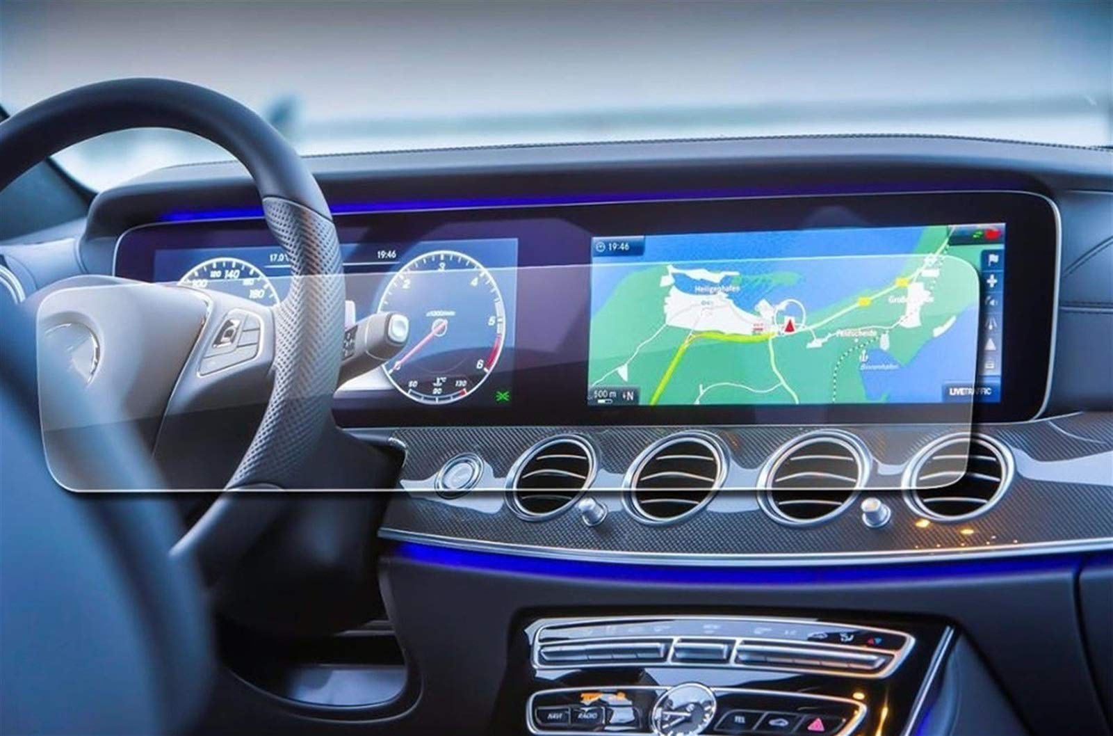 QASULER Autonavigationsanzeige im Vollbildmodus, for E-Klasse W213/S-Klasse W222/GLE W167 12,3 Zoll 2019 Auto-Innenraum-Schutzaufkleber Transparenter GPS-Displayschutz von QASULER