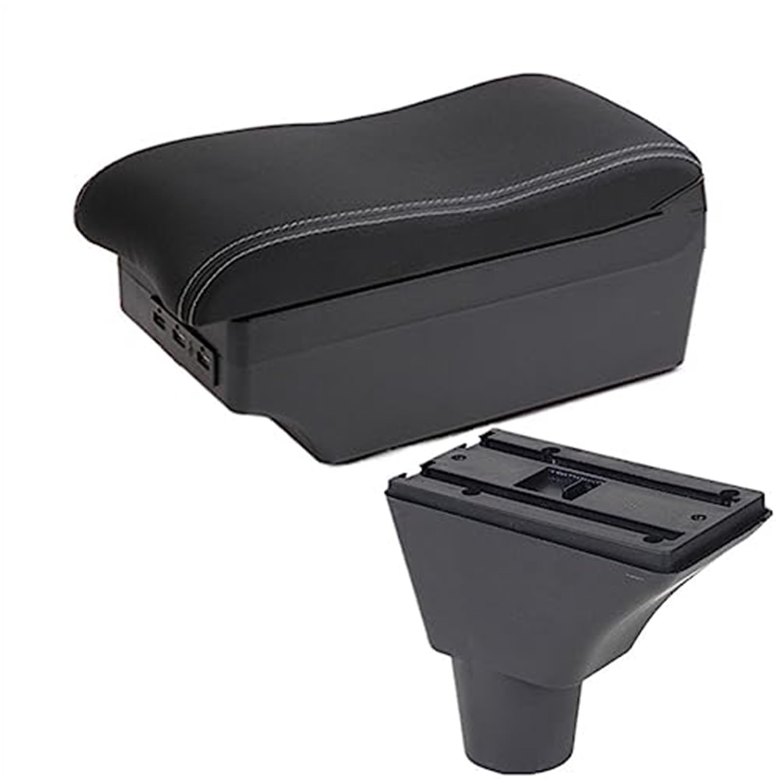 QASULER Autozubehör, for Citroen, for Berlingo, Auto-Armlehne, Auto-Armlehnenbox, Innenausstattung, Mittelkonsole, Aufbewahrungsbox, USB Auto-Mittelkonsolenabdeckung(Black C White Line 7usb) von QASULER