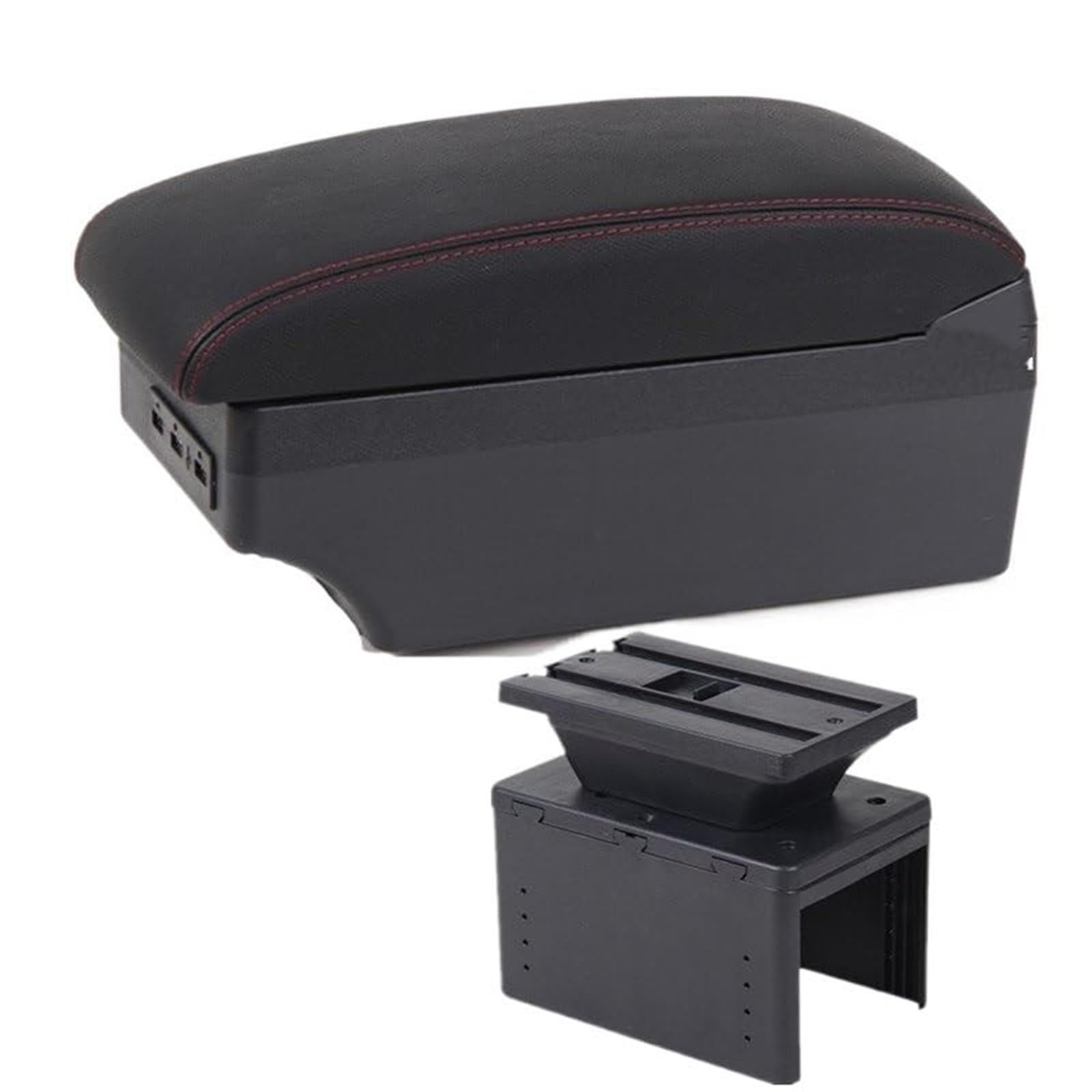 QASULER Autozubehör, for Hyundai, I20 2021 2022 Auto Armlehnenbox Innenteile Mittelkonsole Aufbewahrungsbox mit USB Auto-Mittelkonsolenabdeckung(Black C1 Red Line 7usb) von QASULER