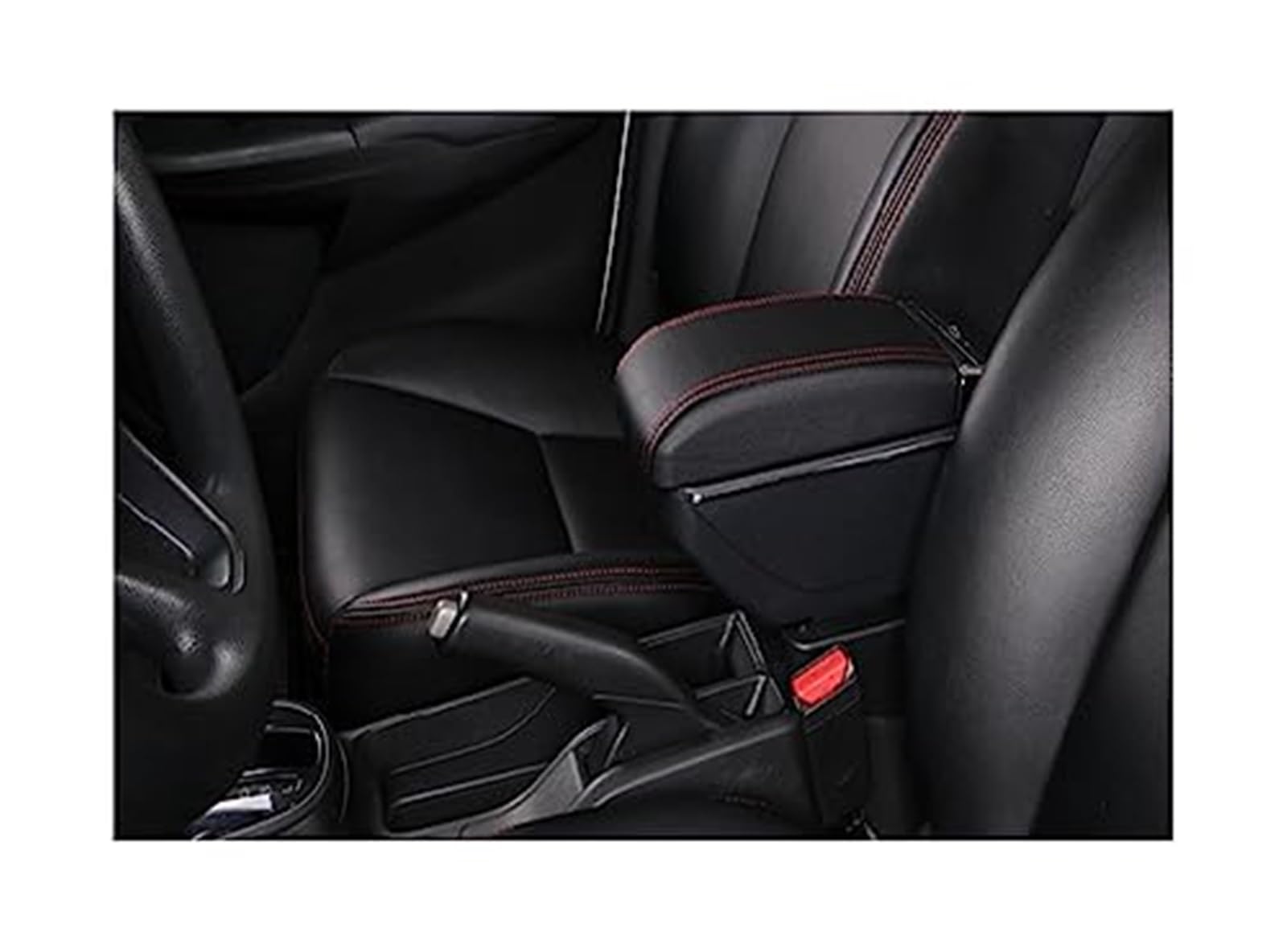 QASULER Autozubehör, for Skoda, for Fabia III, for Combi 2015–2020, Auto-Armlehnenbox, Mittelkonsolen-Aufbewahrungsbox Auto-Mittelkonsolenabdeckung(Black B1 Black Red No USB) von QASULER