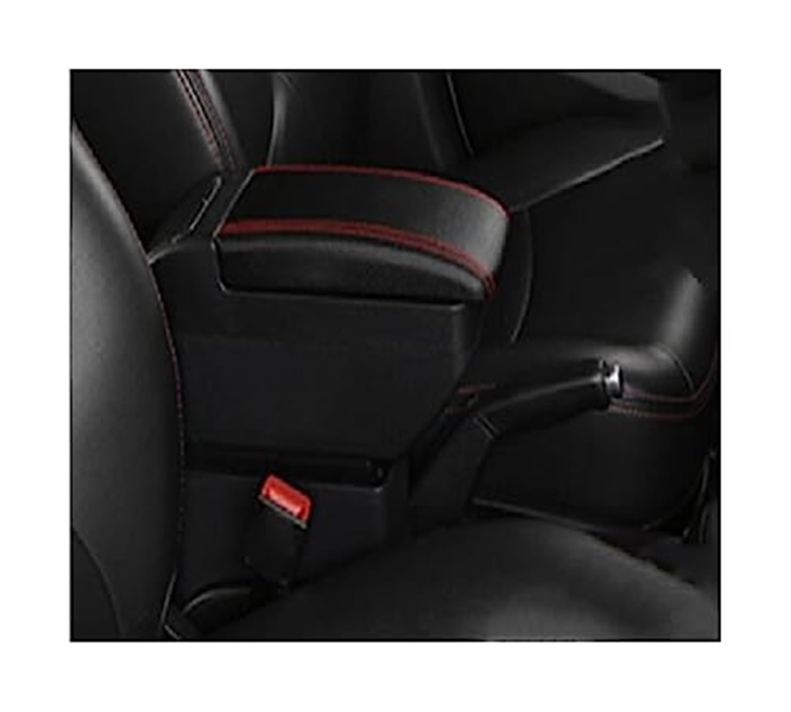 QASULER Autozubehör, for Toyota, for Yaris Hybrid, for Vitz Auto-Armlehnenbox, USB-Mittelkonsolen-Aufbewahrungsbox Auto-Mittelkonsolenabdeckung(Black F1 Red Line No USB) von QASULER