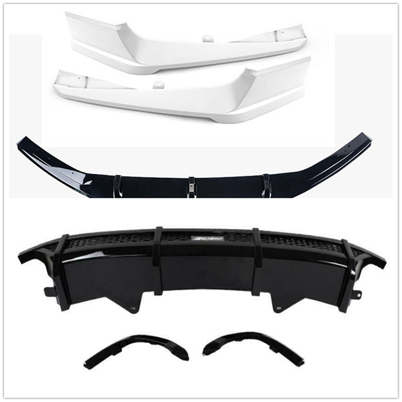 QASULER Body Kit, for Accord, 2018-2019 10. Auto Frontstoßstange Spoiler Heckdiffusorlippe Weiß Seitliche Lüftungsschlitzverkleidung Splitterabdeckung Verkleidung Ansaugrahmenspoiler(White) von QASULER