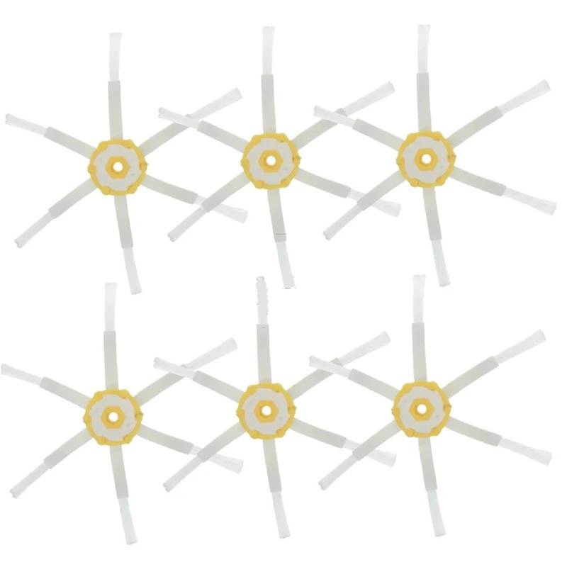 QASULER Ersatzbürsten, for IRobot, Roomba 770 780 790 675 690 700 600 Series Bimaterial-Bürstenroboter-Staubsauger-Ersatzteile Zubehörset(6PCS 6Arm Side Brush) von QASULER