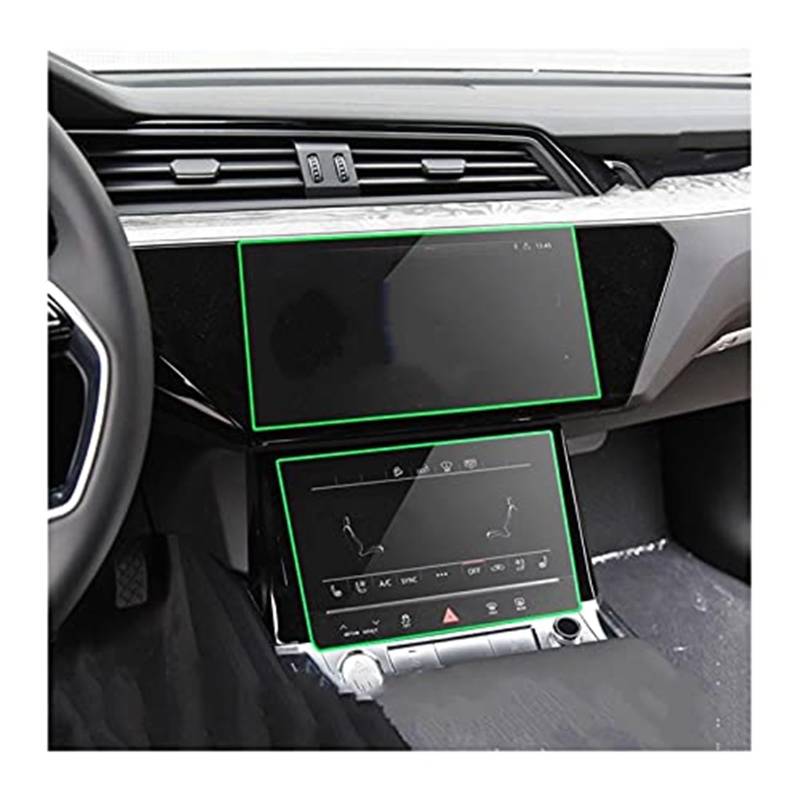 QASULER Instrumenten-Displayschutzfolie for E-tron 2018–2021, GPS, gehärtetes Glas, LCD-Display-Schutzfolie, Auto-Armaturenbrett-Schutzfolie, gehärtetes Glas Transparenter GPS-Displayschutz(BLACK Navi von QASULER