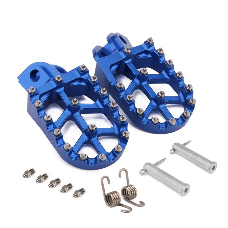 QASULER Motorrad CNC Fußrasten Pedale Fußstützen Fußrasten mit Stiftfeder, for KTM, for SX SXS EXC EXC-G MXC XC XCW XCF XCFW SMR 125 350 530 Fußstütze(Blue) von QASULER