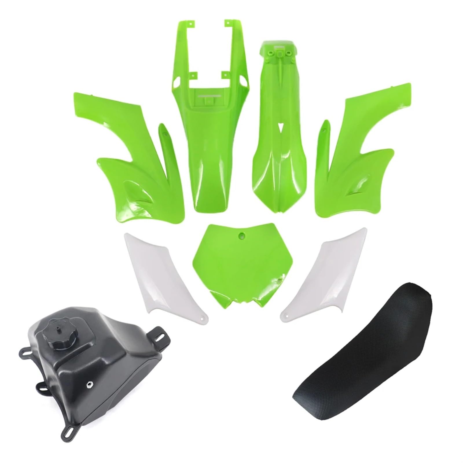 QASULER Neue Motorrad-Kunststoffabdeckung, Verkleidungs-Sets, Kotflügel, Kotflügel, for 47 49 cc Motor 2-Takt Apollo Kids Dirt Pocket Bike Zubehör Verkleidungs-Kotflügel-Kit(Green kit) von QASULER