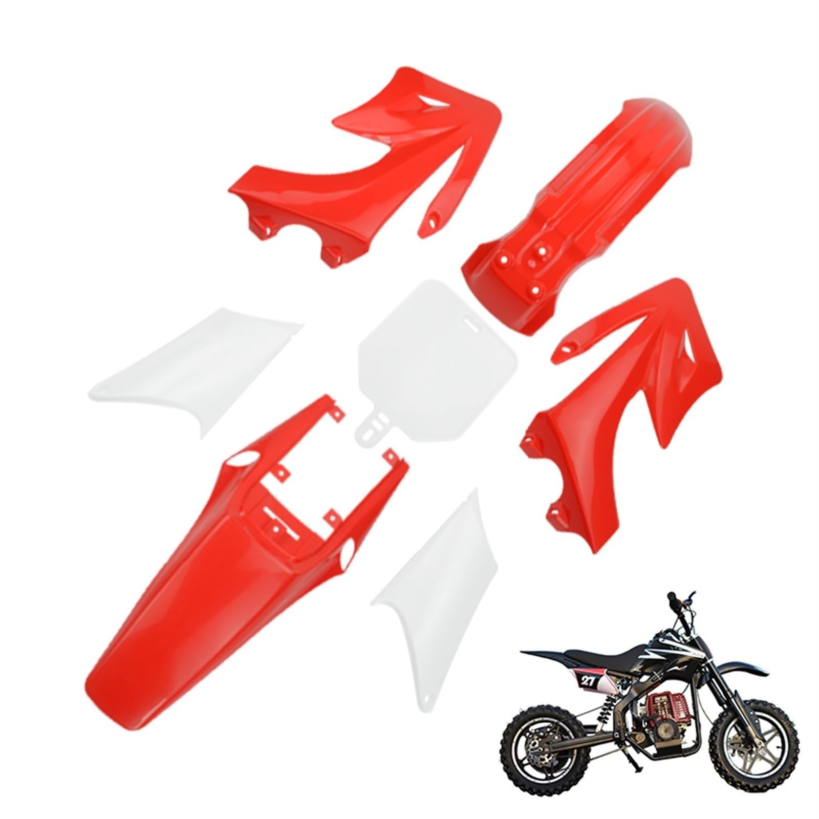 QASULER Off Road Motorrad Kunststoff Verkleidung Body Kits Dirt Bike Mud Set, for Apollo, Orion 110CC 125CC 150CC Zubehör Verkleidungs-Kotflügel-Kit(Red) von QASULER