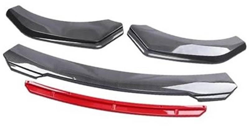 QASULER Protector Auto Frontstoßstange Lip Body Kit Spoiler Zierstreifen Stoßstange Canard Lip Splitter Außenteile, for Jetta, Spoiler Stoßfängerlippenschutz für Kraftfahrzeuge(Black Carbon Red) von QASULER