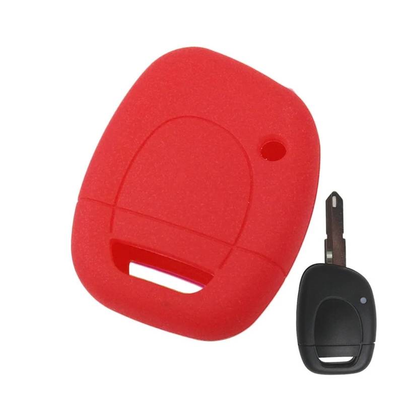 QASULER Silikon-Schlüsselgehäuse mit 1 Taste, Schlüsselgehäuse, Schutz for Clio, Kangoo, Twingo Auto-Schlüsselanhänger-Etui(Red) von QASULER