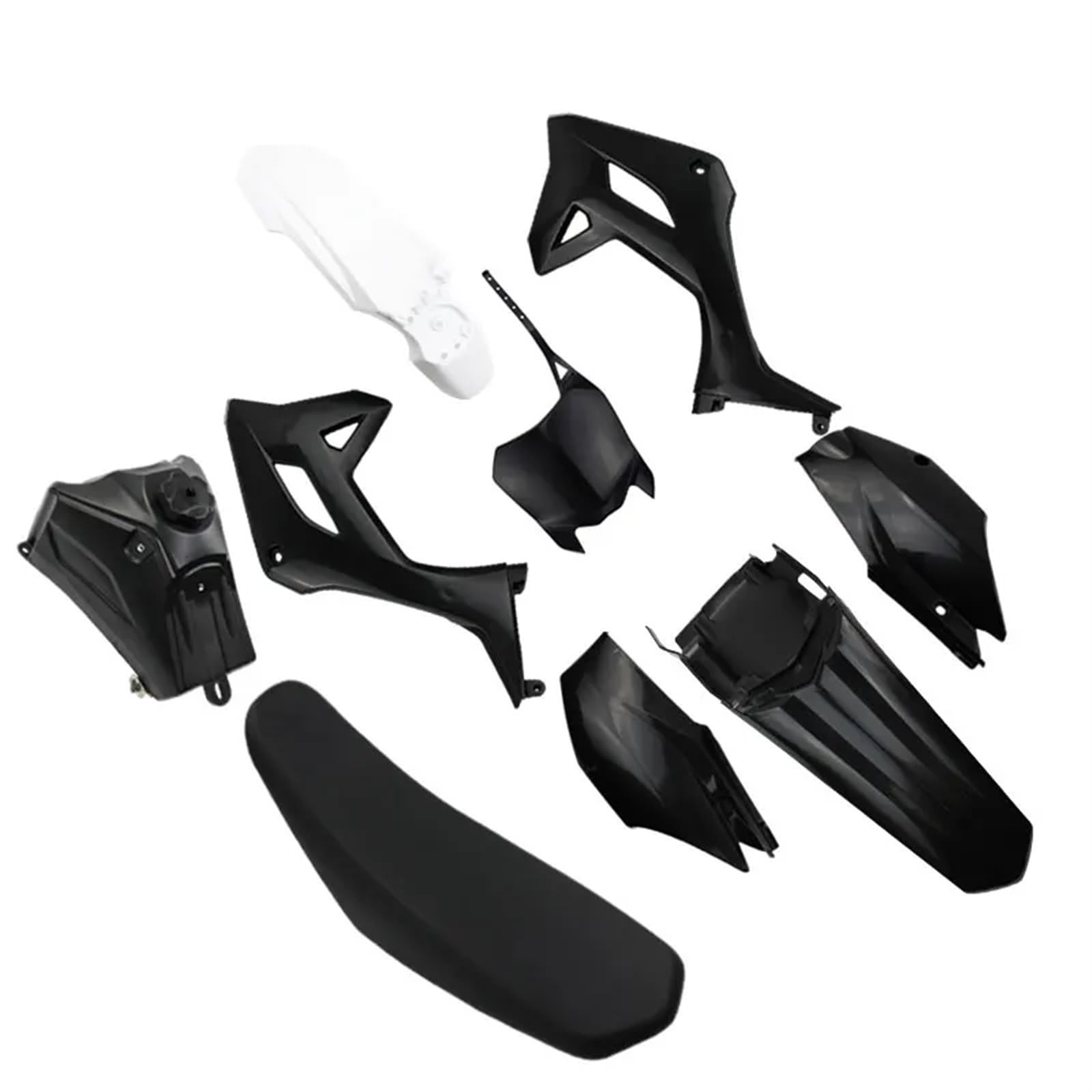 QASULER Teile Motorrad Kunststoff Verkleidung Body Kit CRF 125 2022, for Sitzkissen Kraftstofftank CRF125 Dirt Pit Bike Zubehör Verkleidungs-Kotflügel-Kit(Black) von QASULER