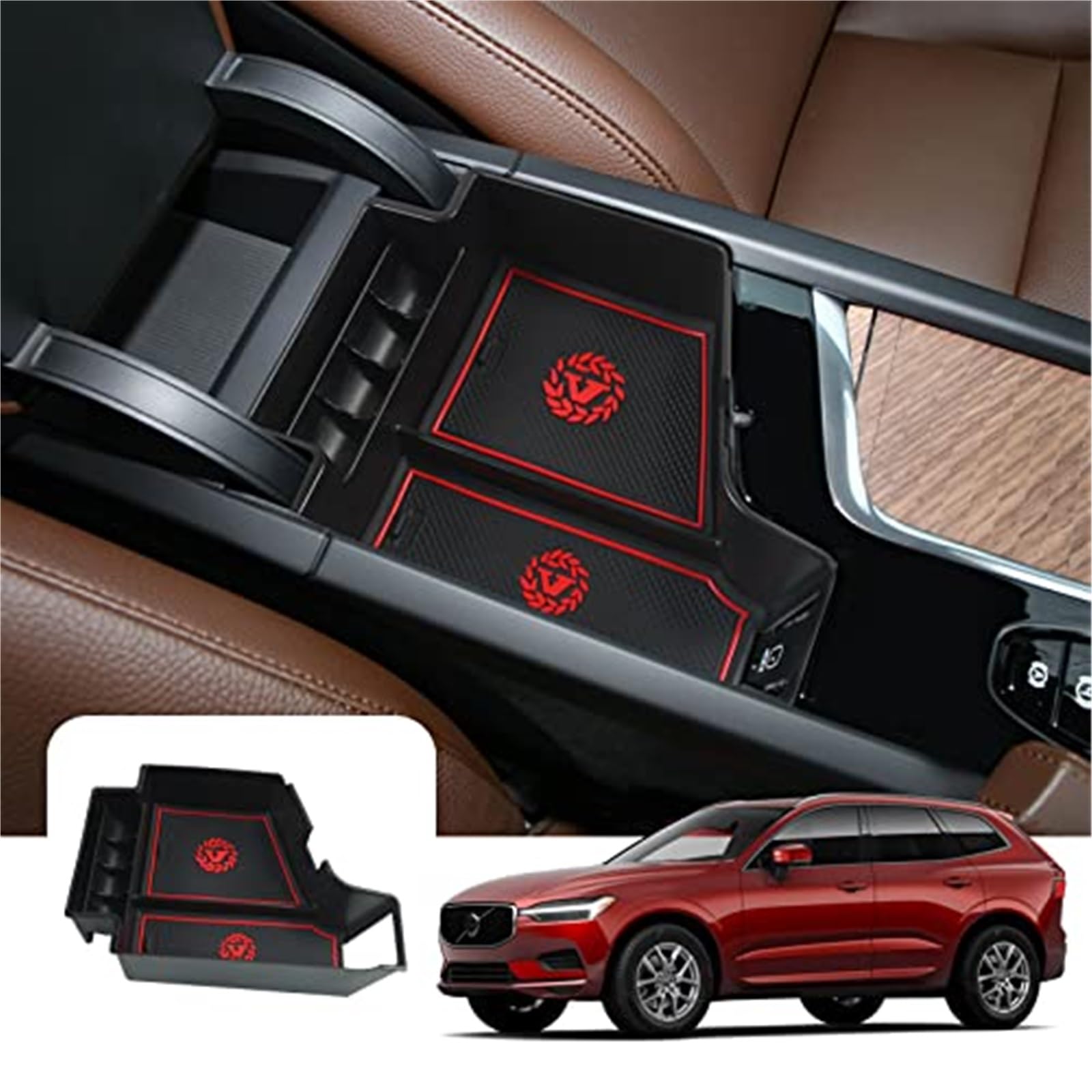 QASULER [UK-Version] Aufbewahrungsbox for die Armlehne der Mittelkonsole, for VOLVO, XC60 XC90 V60 S60 V90 S90 2017-2024 (Rechtslenker), Auto-Armlehnen-Organizer-Ablage, Handschuhfach, Innenzubehör Ar von QASULER