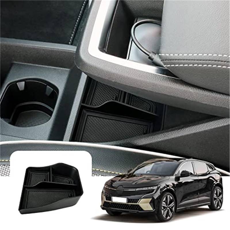 QASULER Untere Mittelkonsolen-Aufbewahrungsbox, Armlehnenablage, Handschuhfach-Organizer, Mittelkonsolen-Aufbewahrungsbox, for Renault, Megane E-Tech 2022 2023, Armlehnen-Aufbewahrungsbox von QASULER