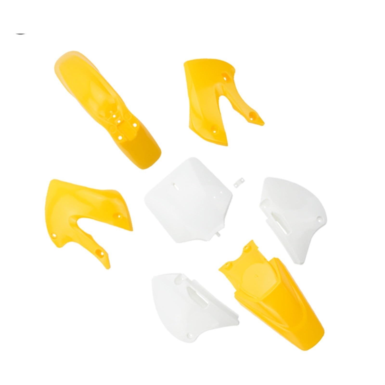 QASULER Wiederverwendbares PP-Kunststoff-Spritzguss-Verkleidungsset, BBR-Dirt-Bike-Motorrad-Karosserieset Verkleidungs-Kotflügel-Kit(Yello and White) von QASULER