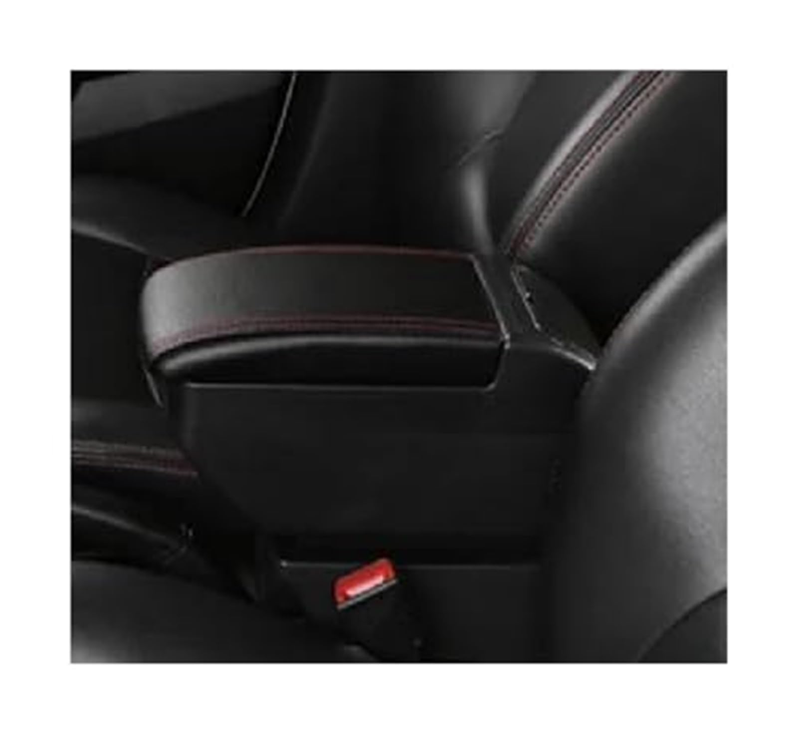 QASULER for Chevrolet, for Sail 2010–2014, Auto-Armlehnenbox, Mittelkonsolen-Aufbewahrungsbox mit Getränkehalter, USB-Autozubehör Auto-Mittelkonsolenabdeckung(Black F Black Red No USB) von QASULER