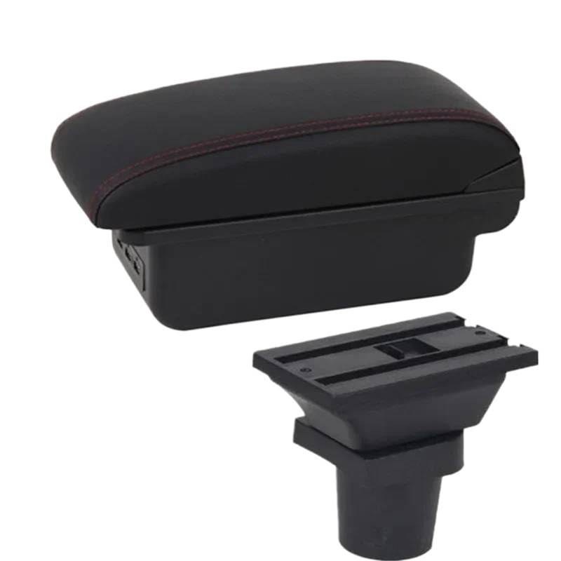 QASULER for Kia, for Picanto Auto Armlehnenbox Mittelkonsole Zentrale Aufbewahrungsbox Innenzubehör Autozubehör Auto-Mittelkonsolenabdeckung(Black B1 Red Line 3usb) von QASULER