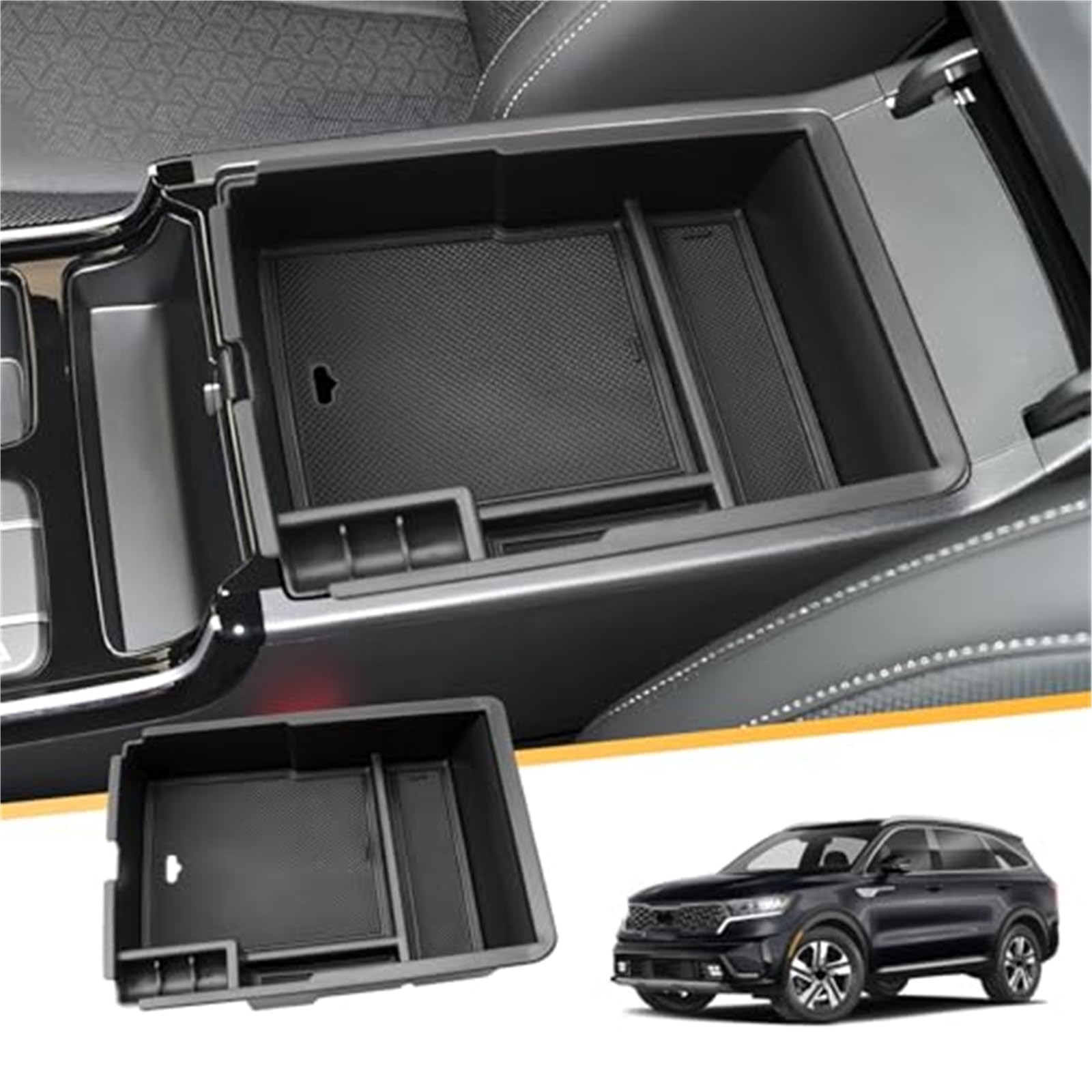 QASULER for Kia, for Sorento, MQ4 Mittelkonsole Aufbewahrungsbox, Armlehne Organizer Fach Handschuhfach Untere Mittelkonsole, for Sorento, MQ4 Zubehör Aufbewahrungsbox Armlehnen-Aufbewahrungsbox von QASULER