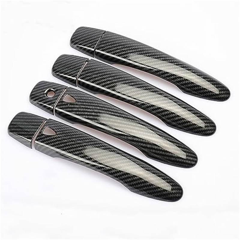 QASULER for Renault, for Samsung, QM6 2016 2017 2018 2019 2020 Carbon Fiber Chrom Türgriffabdeckung Fangkappe Zierleiste Zubehör Autotürgriffabdeckung(Black Black 2 Buttons) von QASULER