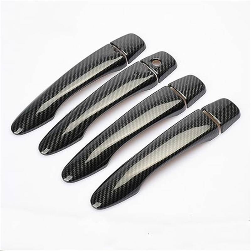 QASULER for Renault, for Samsung, QM6 2016 2017 2018 2019 2020 Carbon Fiber Chrom Türgriffabdeckung Fangkappe Zierleiste Zubehör Autotürgriffabdeckung(Black Black No Button) von QASULER