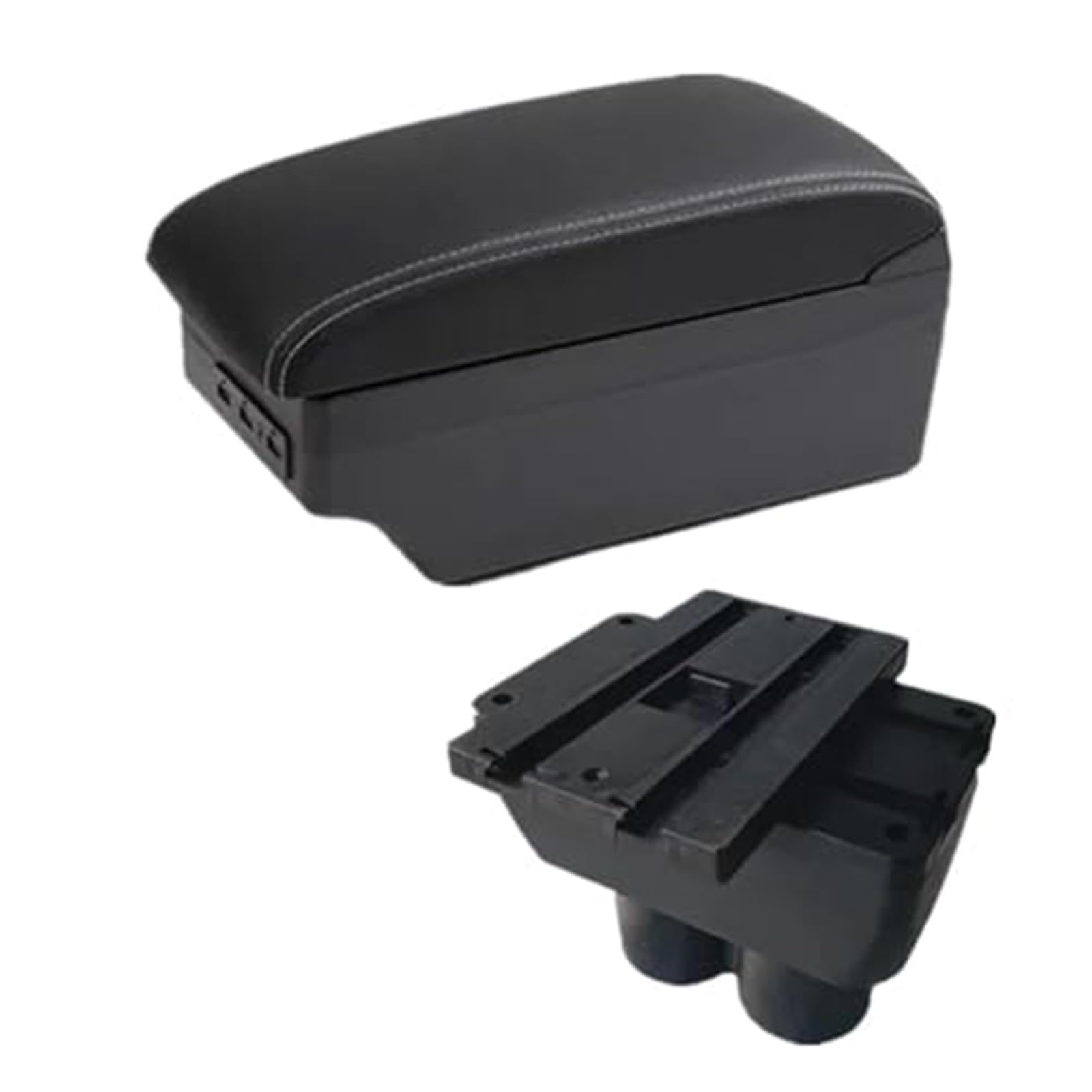 QASULER for VW, for Touran, for Caddy, Auto-Armlehnenbox, zentrale Mittelkonsole, Aufbewahrungsbox mit USB-Schnittstelle, Autozubehör Auto-Mittelkonsolenabdeckung(Black C3 White Line 7usb) von QASULER