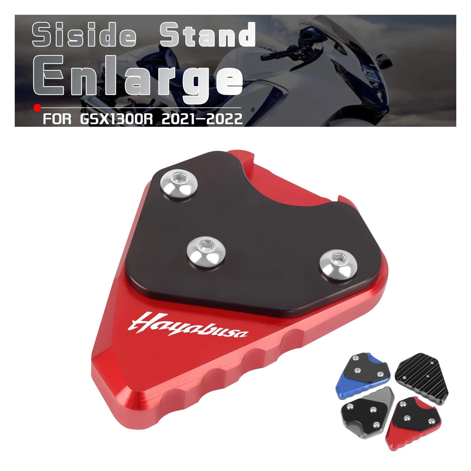 Ständer Seite Stehen Pad Motorrad CNC Kickstand Verlängerung Pad Fuß Seite Stehen Platte Für Suzuki Hayabusa GSX1300R GSX-R 1300 GSXR 2021-2023 von QATKXSLM