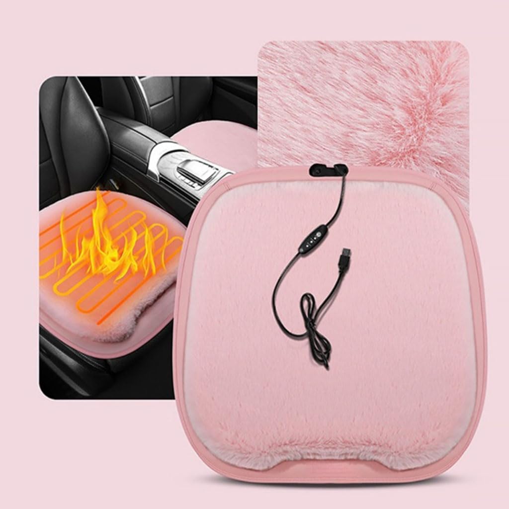 QAWSEDRF Auto Sitzkissen Winter für Clio 2012-2016,Schnell Heizkissen Sitzbezug Rutschfester Bequemer Warm Innendekoration Zubehör,A4-Pink von QAWSEDRF