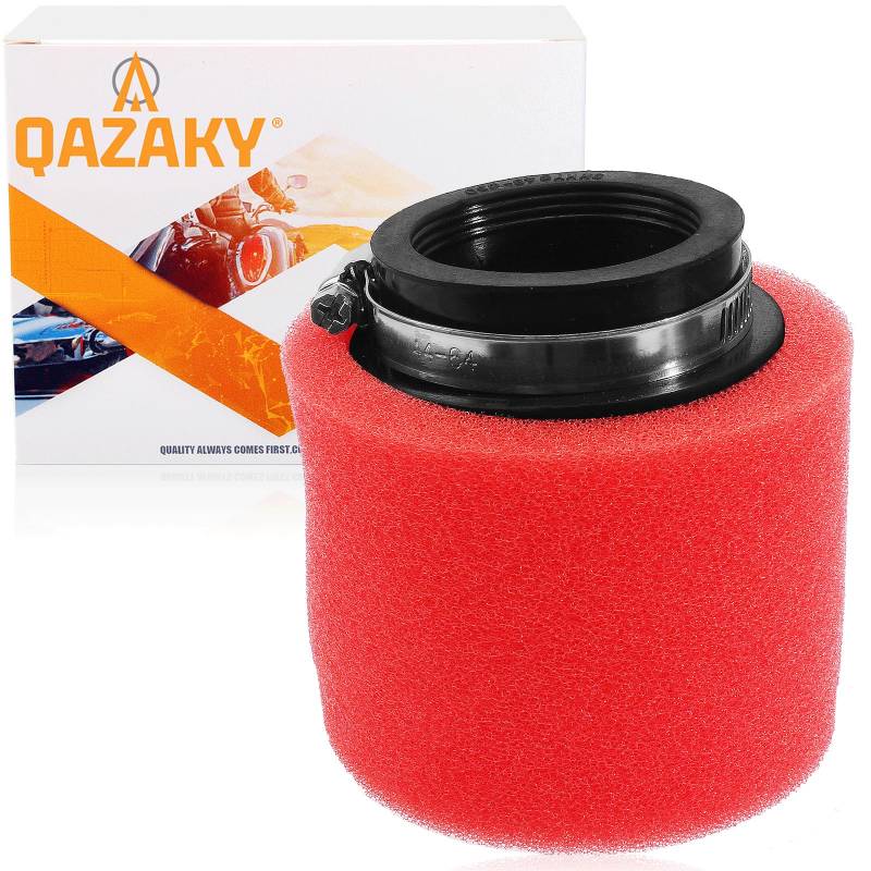 QAZAKY 50mm 1,97 Zoll roter Doppelschaum-Pod Luftfilter Reiniger Element für 50cc-90cc 110cc 125cc 140cc 150cc 200cc 250cc GY6 Motorrad ATV Roller Quad Go Kart Moped Pit Dirt Rennrad 49mm 50 mm von QAZAKY