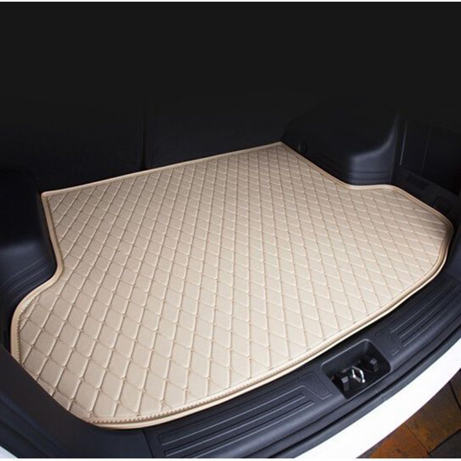 Autos Kofferraummatte für Benz C Class(4door) 2000-2007,Leder Kofferraummatten Schutzmatte Kofferraumwanne wasserdichte Car Boot Mat Innenausstattung,A-Beige von QAZCFTBH