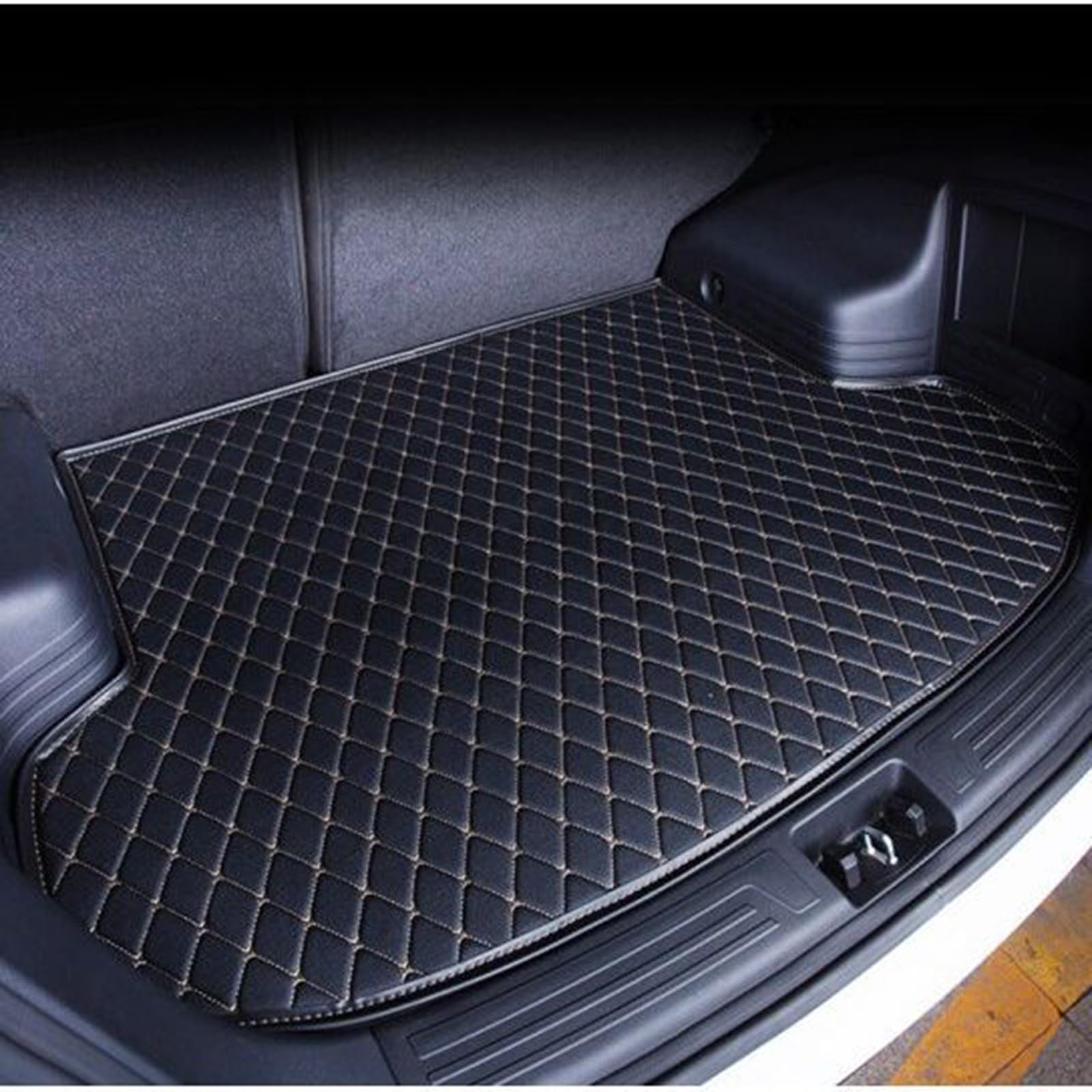 Autos Kofferraummatte für Benz C Class(4door) 2000-2007,Leder Kofferraummatten Schutzmatte Kofferraumwanne wasserdichte Car Boot Mat Innenausstattung,A-Black von QAZCFTBH