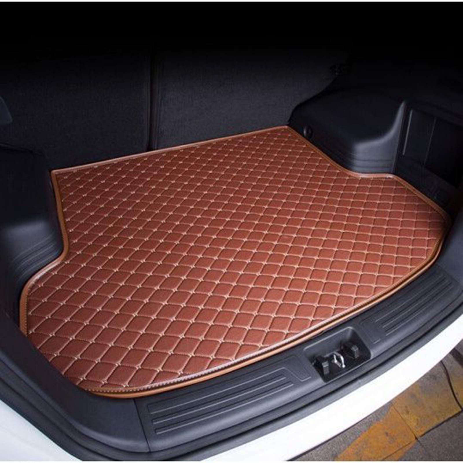 Autos Kofferraummatte für Benz C Class(4door) 2000-2007,Leder Kofferraummatten Schutzmatte Kofferraumwanne wasserdichte Car Boot Mat Innenausstattung,A-Brown von QAZCFTBH