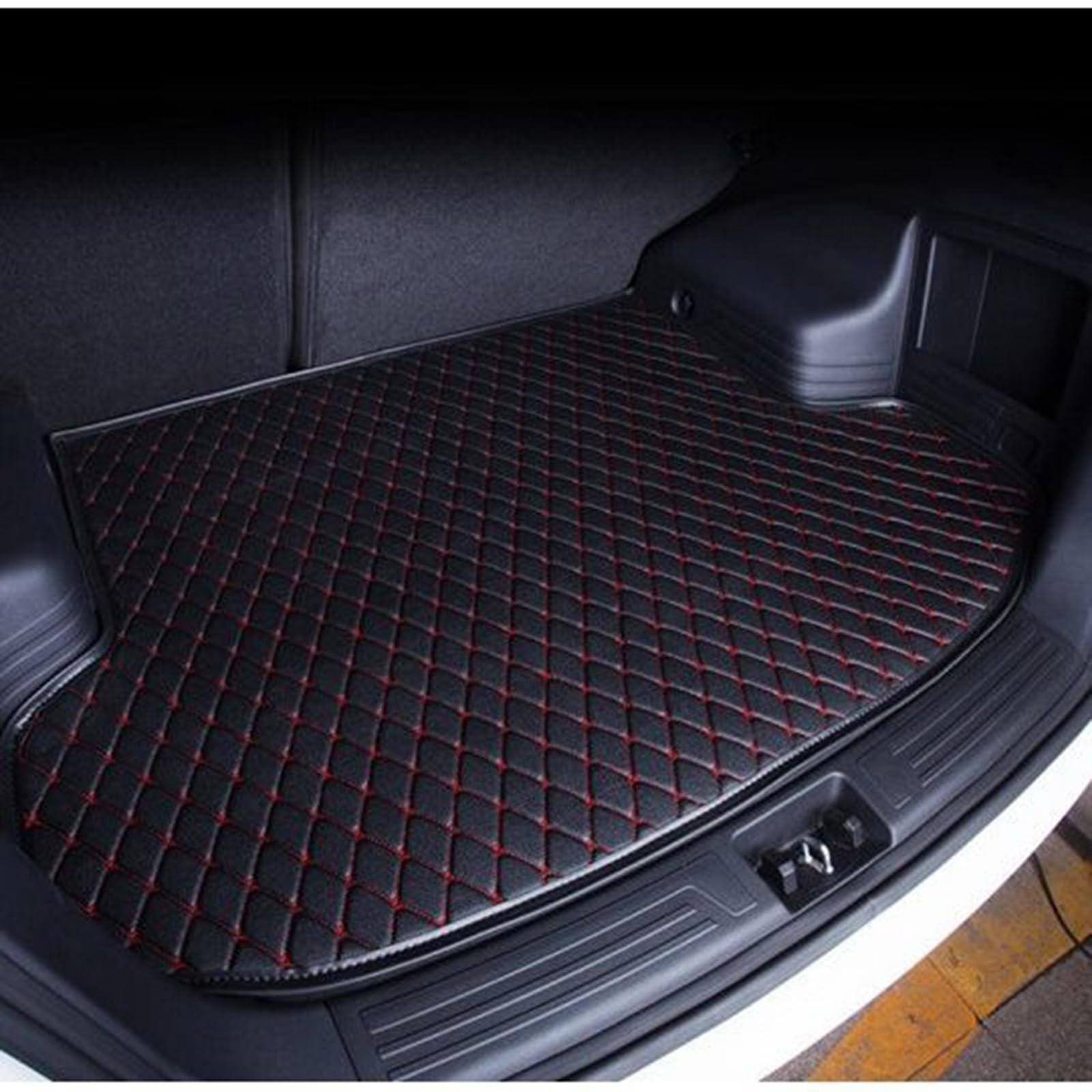 Autos Kofferraummatte für Benz C Class(4door) 2000-2007,Leder Kofferraummatten Schutzmatte Kofferraumwanne wasserdichte Car Boot Mat Innenausstattung,A-Red von QAZCFTBH